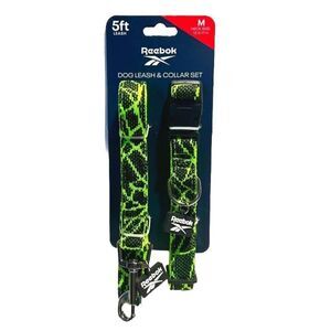 Reebok‎ 5ft Dog Leash and Collar Set Neck Size M 12.5-17" 2 Pack Green New